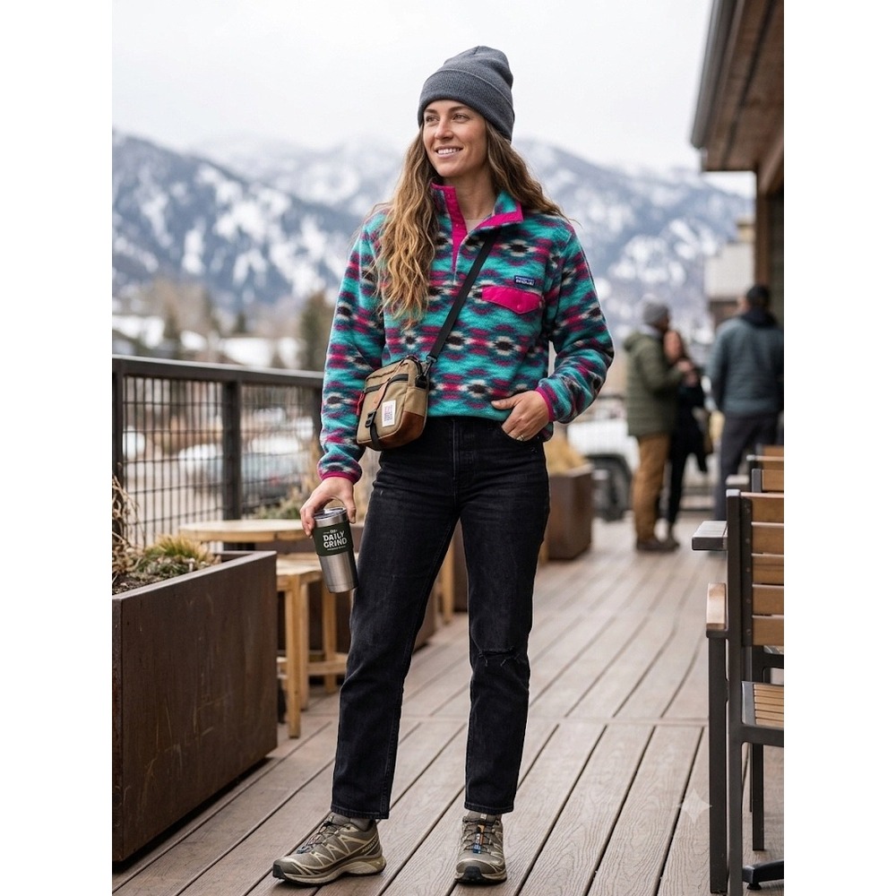 Patagonia Synchilla Fleece Pullover Women's XL Aztec Southwestern Teal Pink